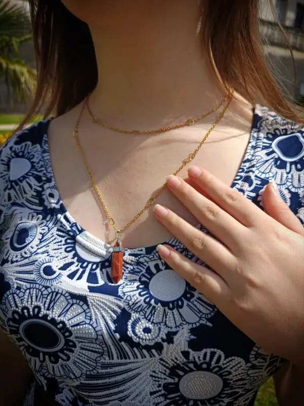 Collier jaspe rouge double – Image 2