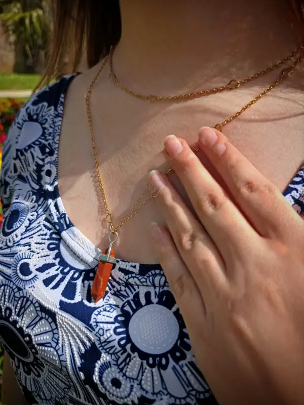 Collier jaspe rouge double