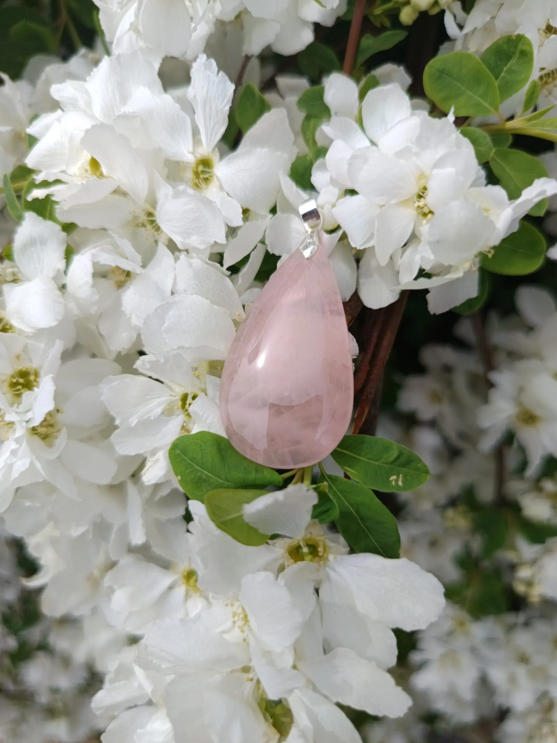 Pendentif quartz rose