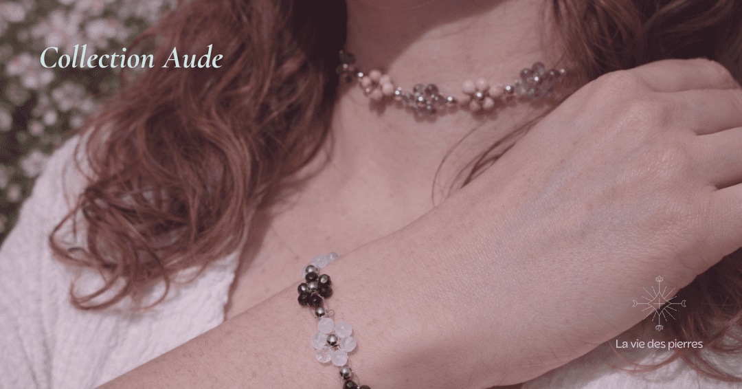 Parure Améthyste, Rhodochrosite, Tourmaline, Pierre de lune – Image 2